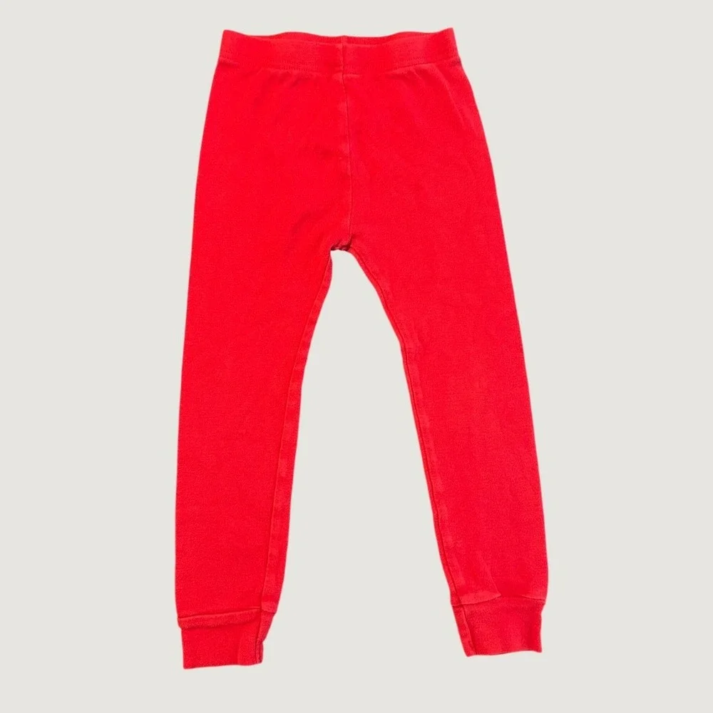 Old Navy Toddler Pajama Pants Red Snug Fit Leggings 4T Solid Red Cuffs 1503